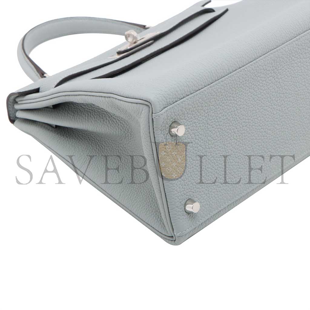 HERMÈS KELLY 28 TOGO BLUE GLACIER SILVER METAL FITTINGS (28*22*10cm) 